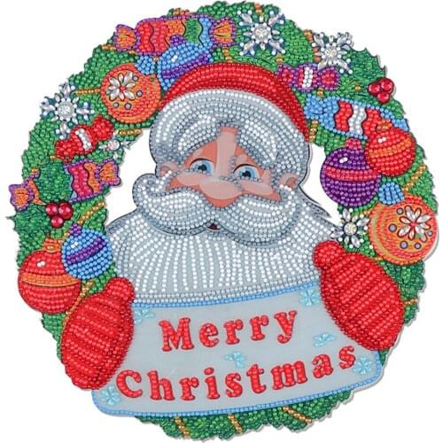 DIY 5D Hanging Christmas Flower Wreath Resin Painting Kit Spot Drill Rhinestone Drawing Home Door Art Craft Bedroom Decorations