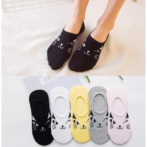 CAT Warm comfortable cotton bamboo fiber girl womens socks ankle low female invisible color girl boy hosier 1pair=2pcs WS114