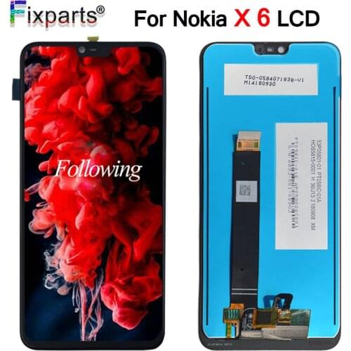 New Black 100% Tested 5.8" For Nokia X6 LCD Display Touch Screen Digitizer Assembly 1080x 2280 For Nokia X6 LCD Free Shipping