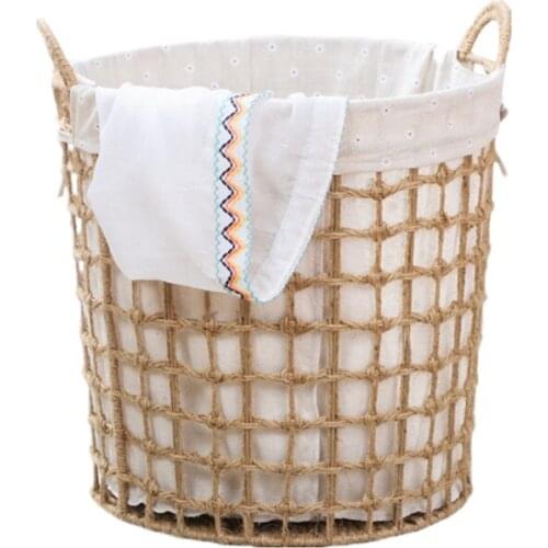 Hand woven household bathroom laundry basket