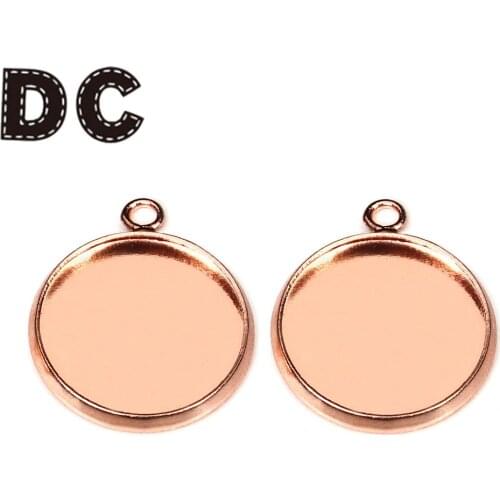 20pcs/lot Copper Blank Tray Pendant Base Fit 10/12/14/16/18/20/25/30mm Round Cabochon Cameo Setting DIY Necklace Jewelry Making