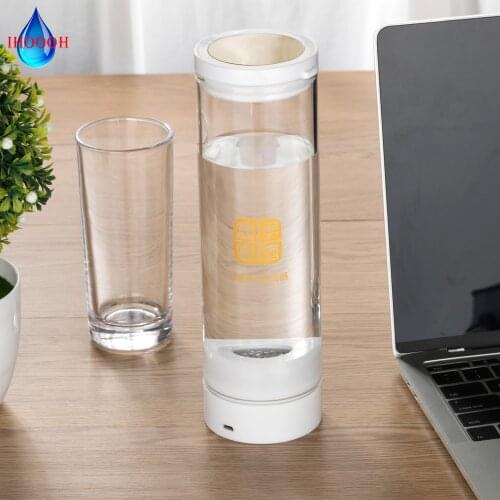 Portable Healthy Anti Aging Hydrogen Rich Generator Water Bottle H2 Ionizer SPE/PEM Alkaline Glass Cup 600ML USB Rechargeable