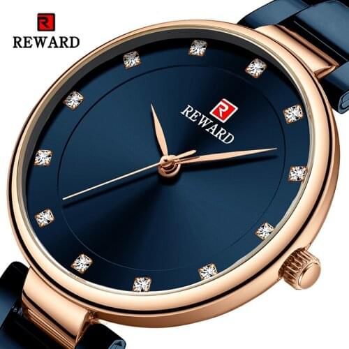 Reward Luxury Brand Womens Watches Fashion Rhinestone Crystal Quartz Analog Ladies Wrist Watch Dress Women Clock Montre Femme