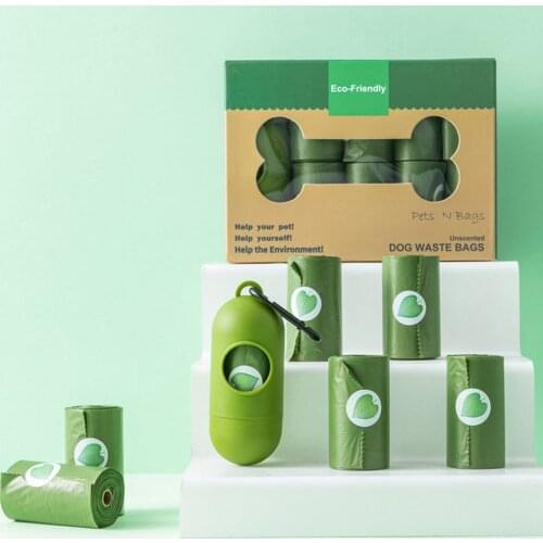 Dog Poop Bags Bio degradeable Environmental Protection Pet Trash Bags 23cmx33cm Green Garbage Bag Pet Product 8 rolls