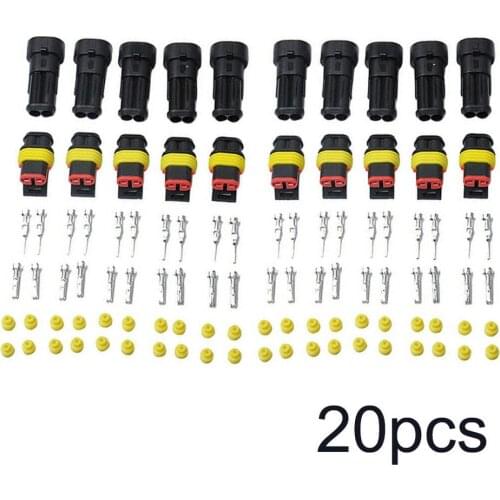 Promotion! 10 Kit 20pcs 2 Pin Way Waterproof Electrical Wire Connector Plug