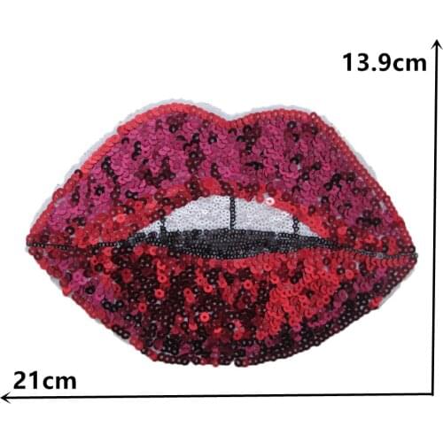 High quality Hot melt adhesive patch Embroidery Sequins Lip Iron patch DIY Applique Clothing Decoration Accessories Supplies