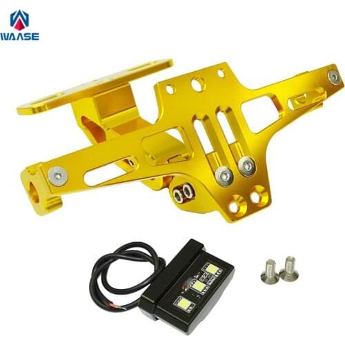 Waase Motorcycle Adjustable License Number Plate Frame Holder Bracket with light For Honda CBR 250 600 1000 RR CBR 250 300 500 R