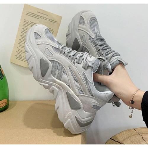 Platform Sneakers For Women Chunky Shoes Brand Fashion Lacing Walking Trainers Mesh Casual Shoes Woman Vulcanized Shoes 2020 New