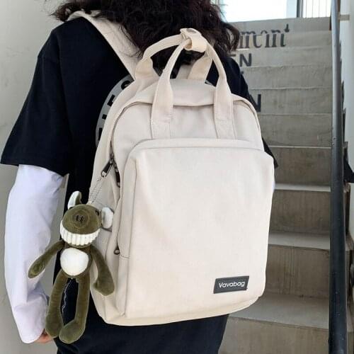 2021 Women Backpack Buckle Handle Pure Color Teenager Backpack Female School Bag for Teenage Girls Shoulder Bag Knapsack