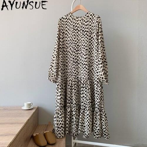 AYUNSUE Korean Dresses for Women Casual Long Sleeve Dress Female Chiffon Polka Dot Midi Spring Summer Dress 2021 Vestidos Mujer