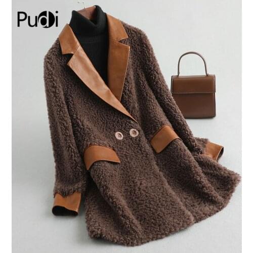 Aorice womens winter real wool fur coat girl warm jacket coats lady Long sheep fur jackets over size parkas A19102