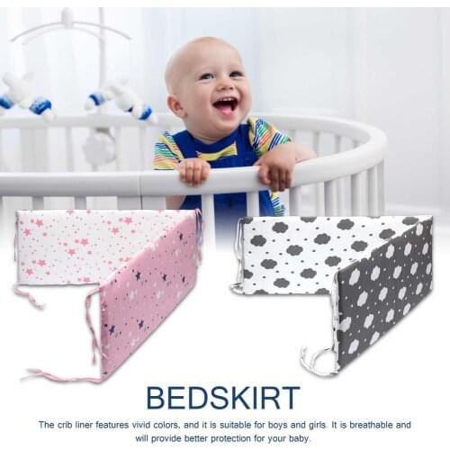 1pc Cloud Star Print Baby Bed Bumper Double-faced Machine Washable Newborn Crib Around Cot Protector Kids Room Decor