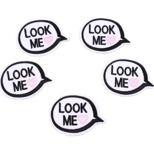 10PCS ABEI Embroidered New Look Me W/Pink Heart Patch Iron On Funny Stickers DIY Patchwork Craft appliques Jeans Bagde Patches