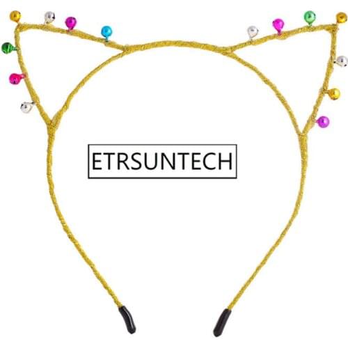 120pcs Cute Cat Ears Hairbands for Women Girls Bell Hair Hoops Party Headband Christmas Headwear Girls Hair Accessories