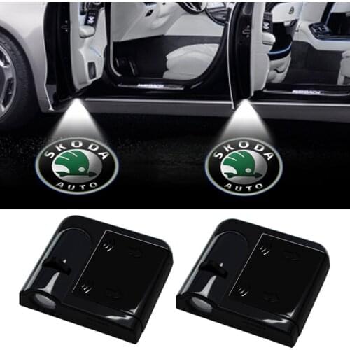 2pcs Car Door Welcome Light Auto Sign Lamp For Skodas Accessories Octavia 2 3 A7 Rapid Kodiaq Fabia Superb Kamiq Car Accessories