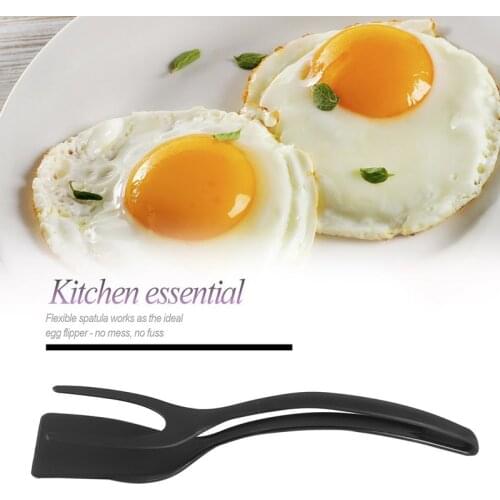 2-In-1 Multipurpose Non-Stick Food Tongs Omelette Cooking Turner Pancake Spatula Pizza Barbecue Bread Tongs Thicken Smooth Tong