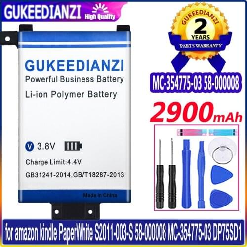 2900mAh GUKEEDIANZI MC-354775-03 For Amazon Kindle PaperWhite S2011-003-S 58-000008 DP75SD1 EY21 1st KPW1 Tablet Battery