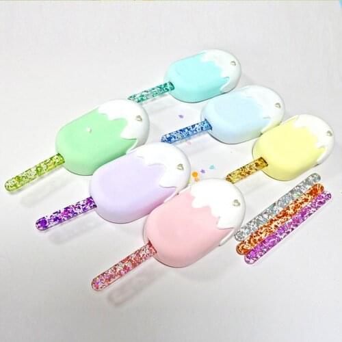 Acrylic Ice Cream Sticks Happy Birthday Supplies Flash Glitter Cake Stick Baking Decor for Kids Birthday Party Cake Decorations