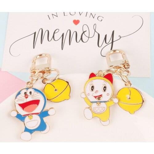 Anime cartoon cute blue Kite alloy key chain small key ring bell bag pendant accessories