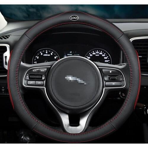 No Smell Thin Car Genuine Leather Steering Wheel Covers for Jaguar XE XF XJ E-PACE X-Type S-Type F-PACE I-PACE XK F-TYPE