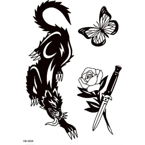 Black Panther Temporary Tattoo Stickers Body Art Flash Tattoo Sleeves Rose Tatuajes Temporales Tatoo Temporary Stickers For Men
