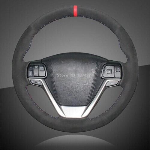 Hand Sewing Black Suede Car Steering Cover for Toyota Highlander 2015-2017 Sienna 2015-2017