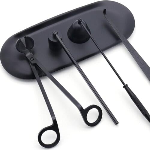 Black Candle Suppressor Five-Piece Tool Domestic Aromatherapy Candle Scissors Candle Suppressor Hook Tray Candle Tool