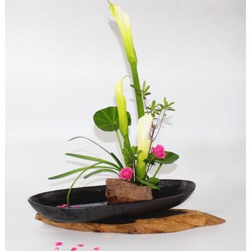 Flower Arrangement Classic Oblong Shallow Basin Ceramic Flower Pot Containers Plate Vintage Hotel Tea Room Fresh Flower Decor