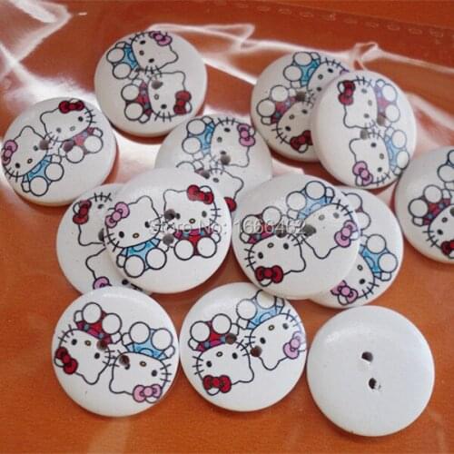 Wood Sewing Button Scrapbooking Round At Random Two Holes Cat 2.0cm Dia, 50PCs 2015 new