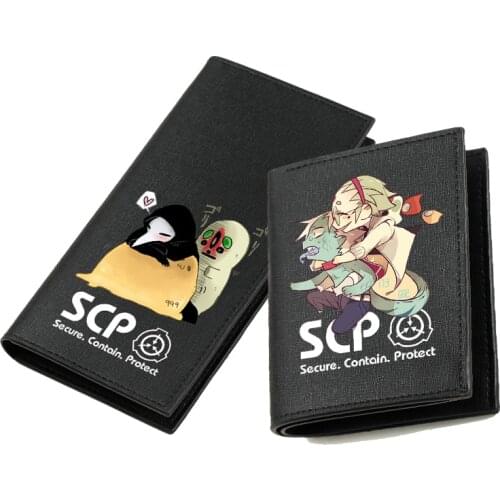 SCP Foundation Anime Long Wallet Unisex Coin Purse Pu Leather Short Wallet SCP Money Bag Students ID Card Holder Cartoon Clutch