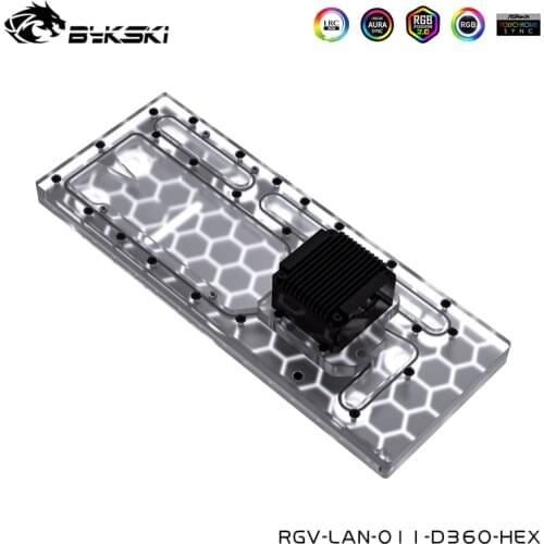 Double 360MM Liquid Heater Loop Design, BYKSKI RGV-LAN-O11-D360-HEX Acrylic Distro Plate For LIAN LI O11 Dynamic Case ,cooler