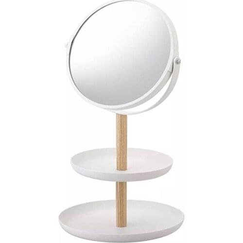 2 tiers Cupcake Plate Cosmetics Storage Box Tray with double sided Makeup Mirror 3x magnification Table Desk Vanity Mirror