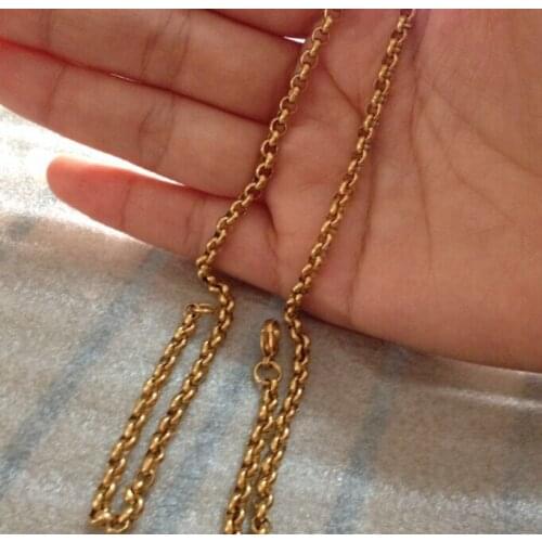 Fate Love 8"-36" Customized Size 4 Width For Choose Gold Stainless Steel Fashion Round ROlo Chain Necklaces Never Fade