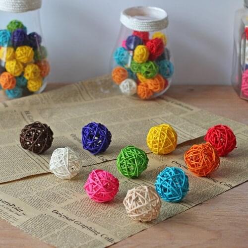 10Pcs/lot 5cm Artificial Straw Ball For Birthday Party Wedding Decoration Rattan ball Christmas Decor Home Ornament Supplies
