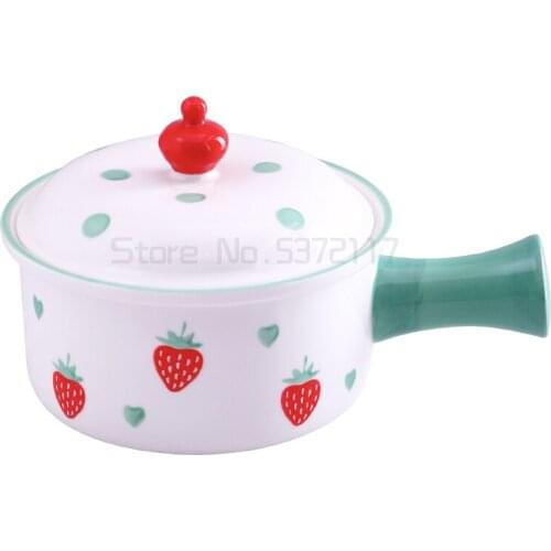 Ceramic seasoning pot strawberry single handle seasoning box chili oil pig oil tank kitchen household oil pot old large salt pot