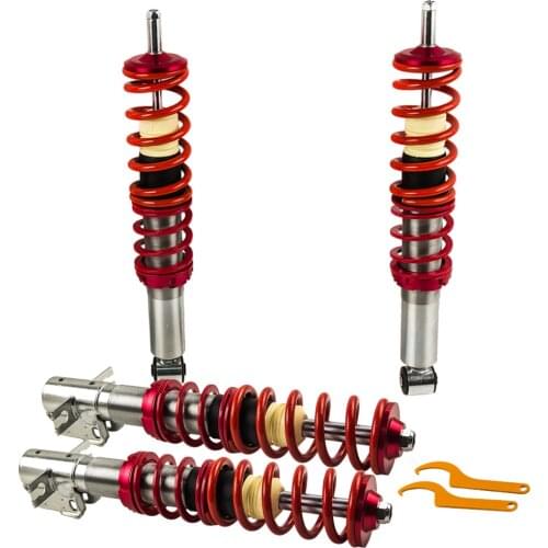 Red Coilover Suspension Kits For Volkswagen Golf MK1 75-84 Lowering Coil Springs Height Adjustable Shock
