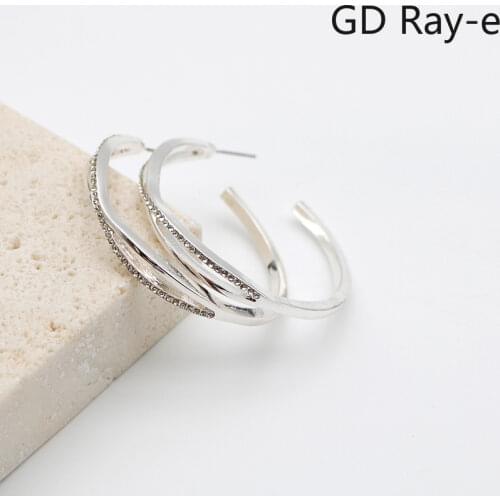 Korean OL Style Classic Girls Popular Big Circle Drop Earring Wedding Zircon Crystal Fashion Hoop Earrings Women Jewelry G3