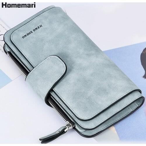 Homemari Womens Wallet Leather Female Purse For Women Coins Pocket Card Holder Money Bags Casual Long Lady Clutch Phone Wallet