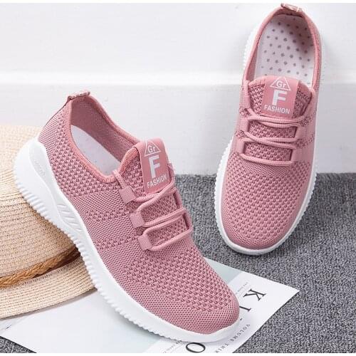 Womens Sneakers Air Mesh Woman Autumn Shoes Lace up Walking Spring Tennis Female Knitting Breathable Ladies Vulcanized Shoes