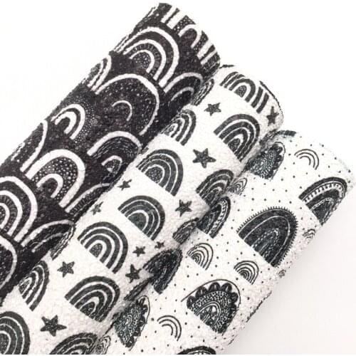 LEOsyntheticoDIY Black Rainbow Chunky Glitter Vinyl Fabric Sheet Felt Backing Synthetic Leather Faux Vinil DIY A4 SIZE R034B