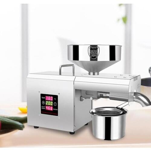 110V/220V Oil Press 3-5Kg/H Commercial Flaxseed Peanut Tahini Oil Press Stainless Steel Temperature Control Oil Press 610W