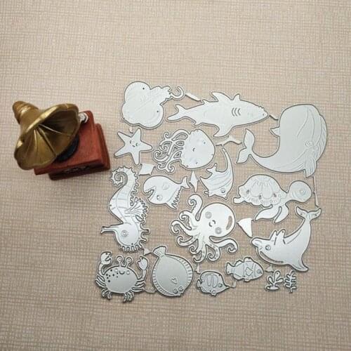 E7CB Ocean Animals Metal Cutting Dies Stencil DIY Scrapbooking Album Paper Card Template Mold Embossing Decoration