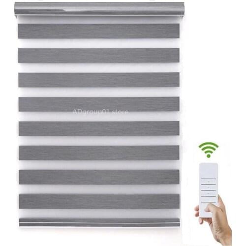 Motorized Automatic Zebra Roller Blinds Shades Shade with Cassette Valance Battery Operated Remote Control Electric Window Blind