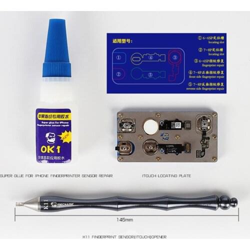 3 IN 1 MECHANIC OK11 Phone Fingerprint Repair Kit For IPhone Home Button Fingerprint Repair Glue Opener Knife + Holder Tools