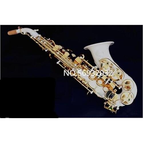 New Curved saxophone Bb musical instrument Soprano Sax White paint professional performance With case Free