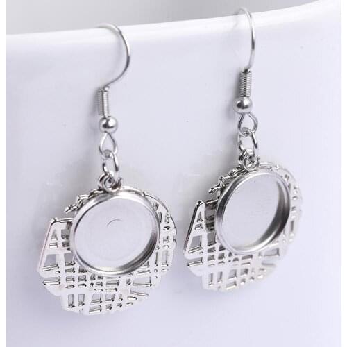 20pcs Circle Charm Earring Base Dangles 12mm Cabochon Setting Bezel Blanks Diy Stainless Steel Earrings Making Supplies