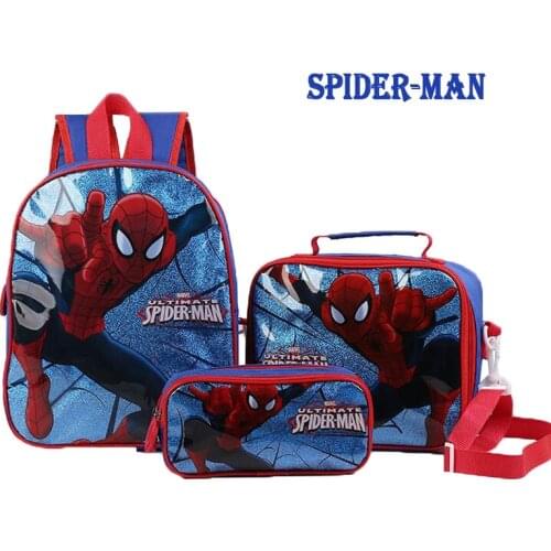 Spider-Man Kids School bag Disney Frozen Elsa Princess Backpack 3pcs/set Kindergarten Cartoon Bag Toddler Kids boys schoolbags