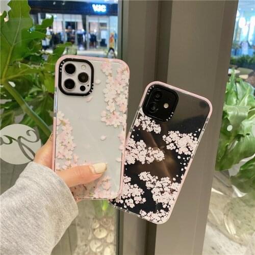 Cute cherry blossoms flower transparent Brand soft protect phone case for iPhone 12 Pro Max 11 Pro MAX X XS XR 7 8 6s plus cover