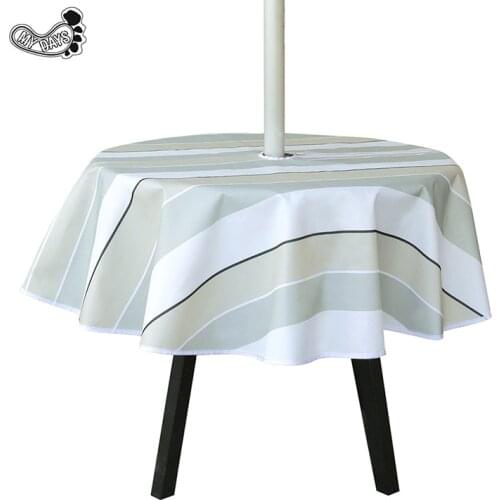 Garden Patio Outdoor Waterproof Table Cloth with Middle Hole Zipper Round Rectangle 600D Oxford Cloth Table Cover Park