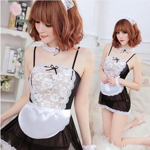 Sexy Lingerie Maid Uniform Costumes Role Play Women Cosplay Hot Sexy Underwear Lovely Female Lace Erotic Costumes Dress